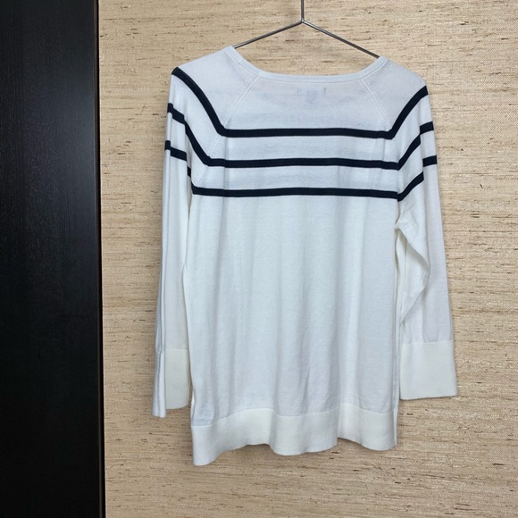 Nautica White/Black Stripe Raglan Sleeve Sweater - Picture 4 of 7